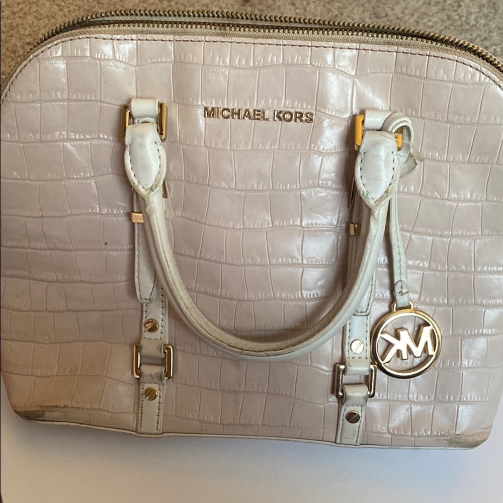 Michael Kors Cream Satchel with Quilted Leather